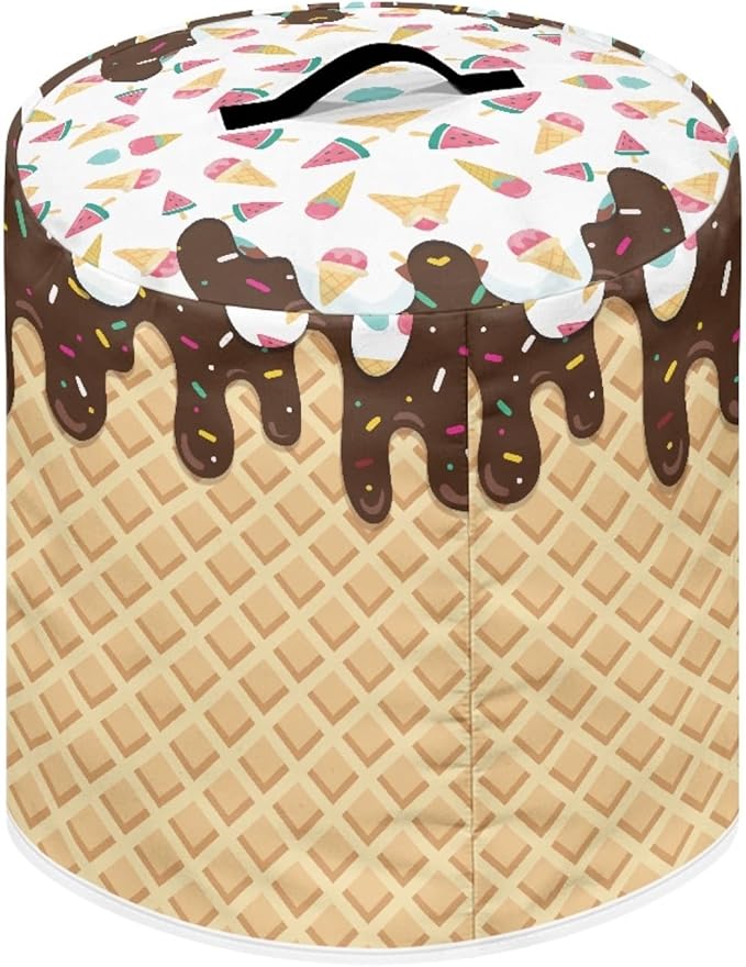 Xoenoiee Chocolate Ice Cream Pattern Pressure Cooker Cover for 3 qt Instant Pot, Kitchen Appliance Dust Cover with Pockets for Rice Cooker Air Fryer Slow Cooker