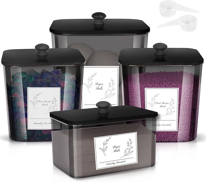 Zingbee 4 Pack Laundry Detergent Containers & Sheet Holder by Zingbee