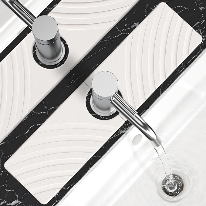 SpaceHacks Stone Faucet Mat for Kitchen Sink 15.7x4 in, Water Splash Guard by SpaceHacks