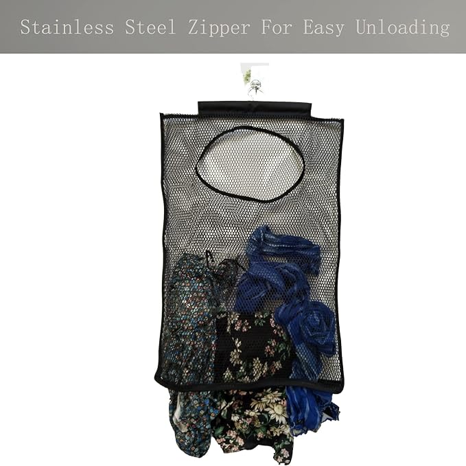 Hanging Mesh Laundry Hamper Large Dirty Clothes Bag, Can Be Used Behind The - Image 4