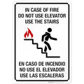 in Case of Fire Do Not Use Elevator Use The Stairs Bilingual Sign, Fire Safety Sign, 10x14 Inches, Rust Free .040 Aluminum, Fade Resistant, Indoor/Outdoor Use, Made in USA
