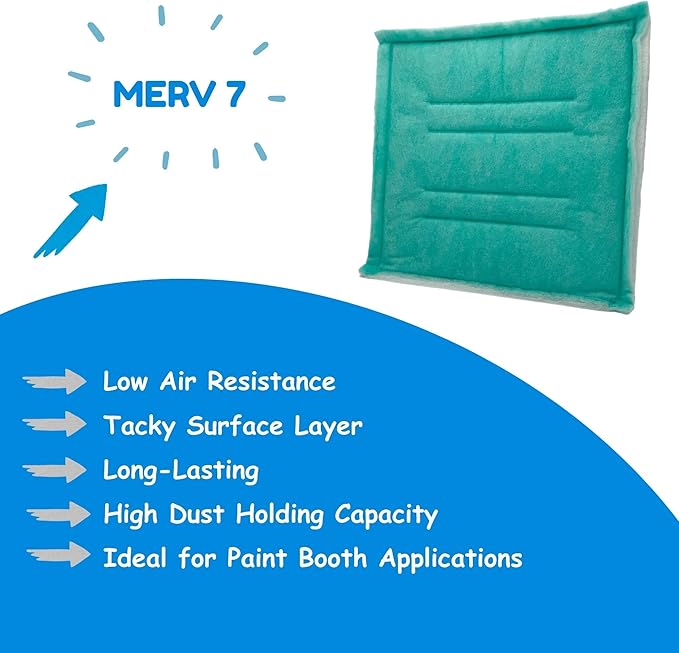 Spray Booth Intake Tacky Filter Panel, Internal Frame (20/case, 16" x 20")