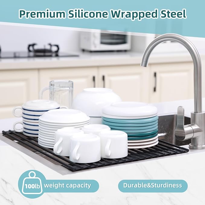 Ohuhu Roll Up Dish Racks, 16.5" L x 13" W Over The Sink Dish Drainer Drying - Image 8