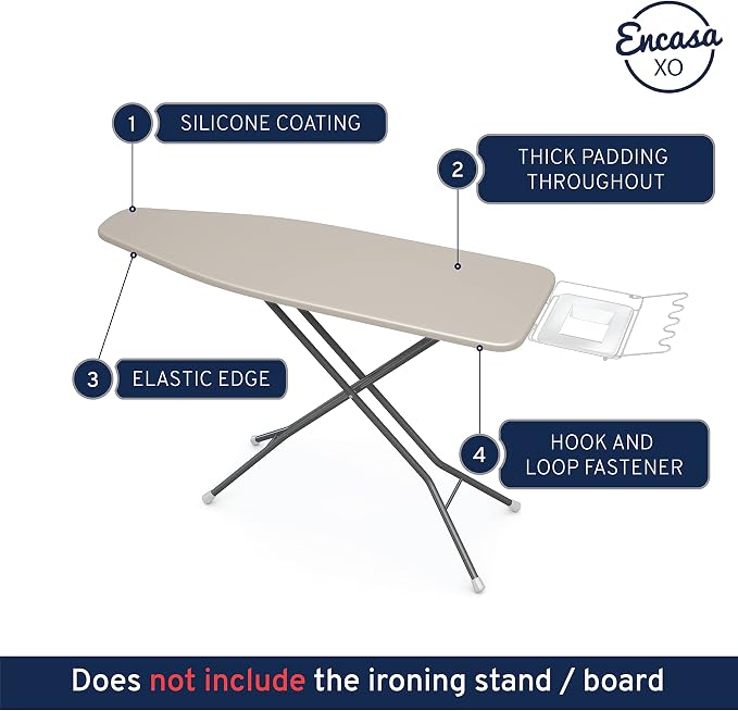 Encasa XO Ironing Board Cover and Pad, X-Large 54"x18" - Image 3