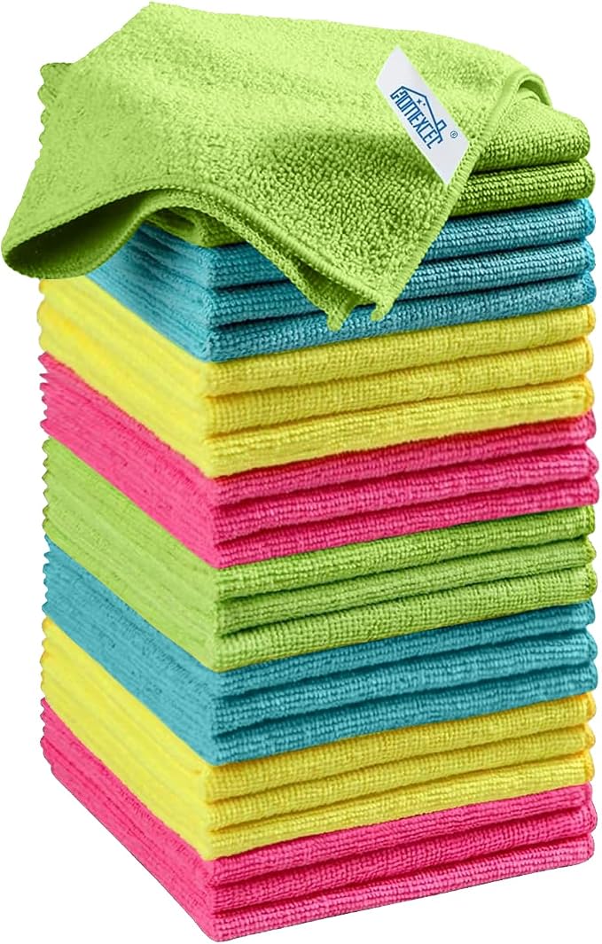HOMEXCEL 24PK Microfiber Cleaning Cloth, Cleaning Rag by HOMEXCEL