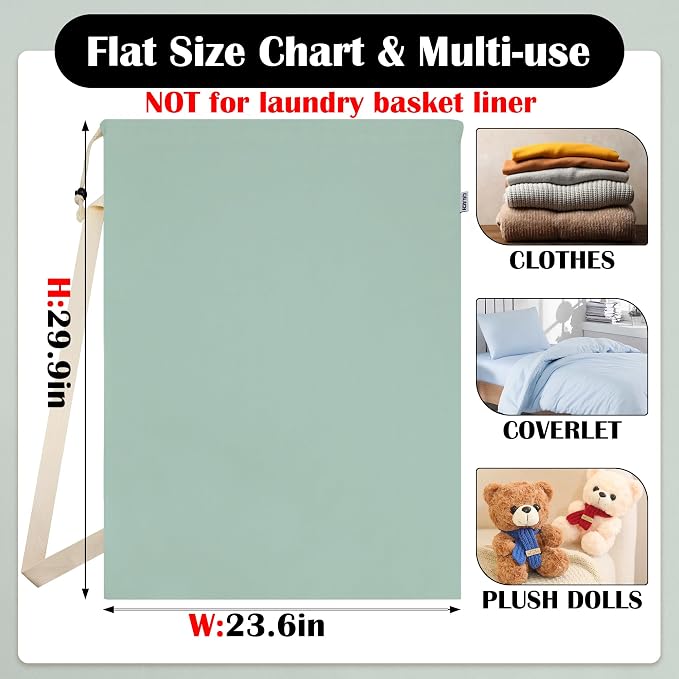 Canvas Laundry Bag with Shoulder Strap & Drawstring - Image 2