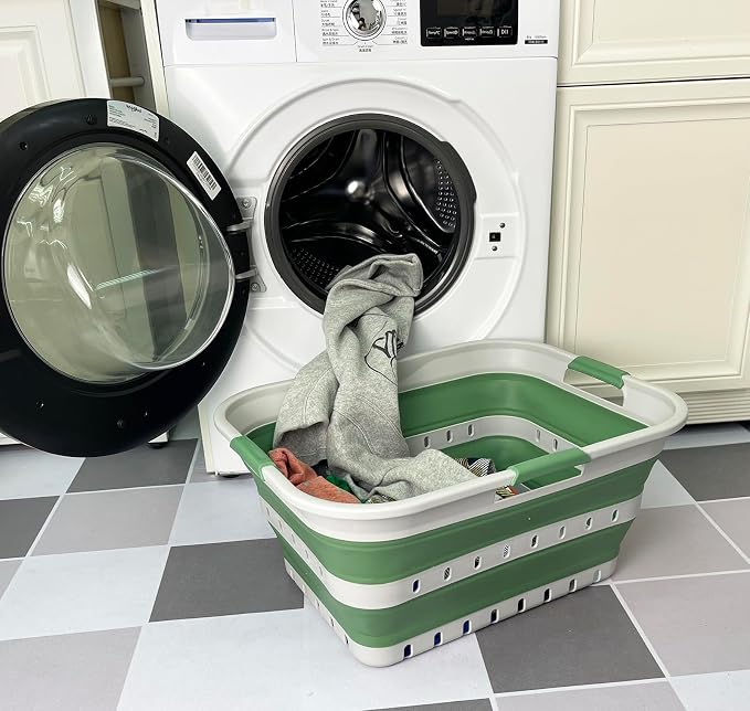 SAMMART 42 Collapsible Plastic Laundry Basket, Foldable Pop Up Storage - Image 2