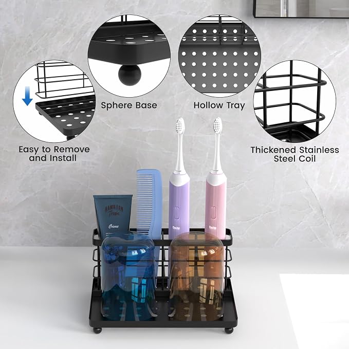 Luxspire Toothbrush Holders for Bathroom, Stainless Steel, 3 Slots, Toothbrush - Image 3