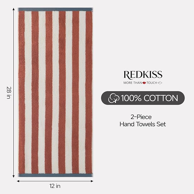REDKISS Terracotta Striped Hand Towels - Image 3
