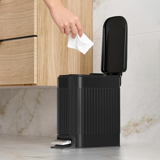 TrashAid Small Black Bathroom Trash Can - Image 7