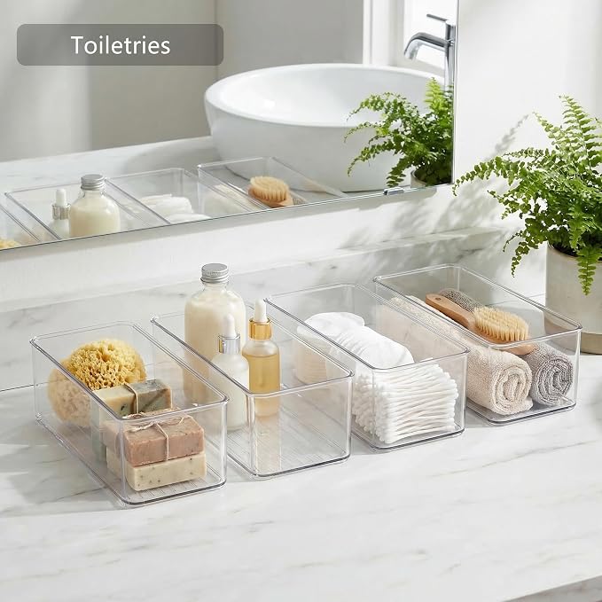 Qilinba 8 PACK Drawer Organizers Deep Drawer Organizer Bins | Clear Silverware - Image 4
