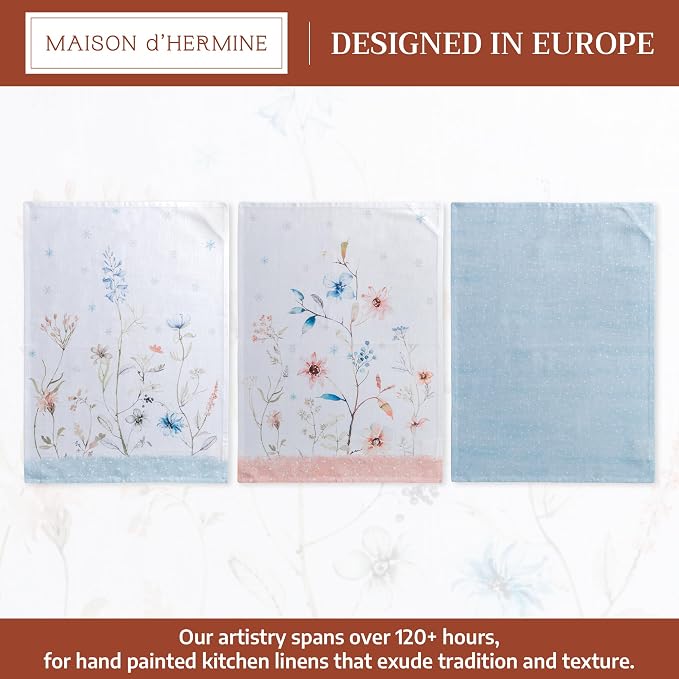 Maison d' Hermine Kitchen Towels Set of 3 Reusable 100% Cotton 27.50" x 20" - Image 2