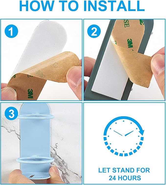 2 Pack Electric Toothbrush Holders Stick on The Wall Electric Metal Tooth - Image 5