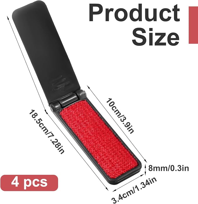 4 Pack Foldable Travel Lint Brush, Reusable Lint Brushes - Image 2