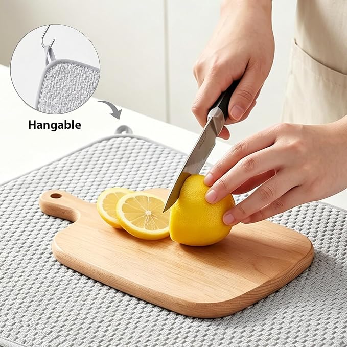 3 Pcs Extra Large Size Dish Drying Mat, Absorbent Microfiber Dishes Drainer Mats - Image 5