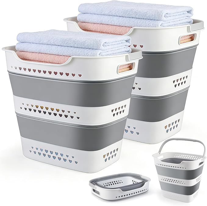 Collapsible Laundry Baskets 42L 2 Pack Pop Up Clothes Hamper by ALYSTER