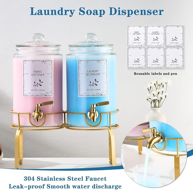 Glass Laundry Detergent Dispenser- 1 Gallon Glass Fabric Softener Dispenser - Image 7