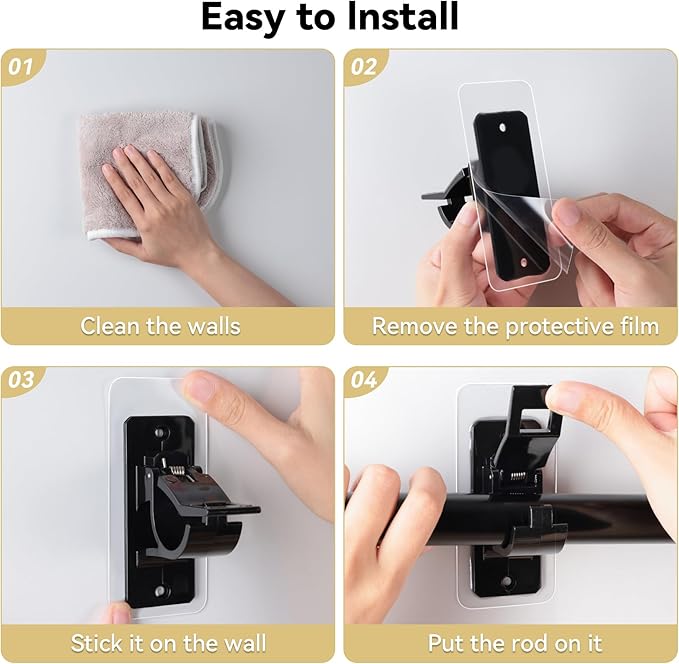 8PCS No Drill Curtain Rod Bracket, Adhesive Curtain Rod Holders | Multipurpose - Image 3