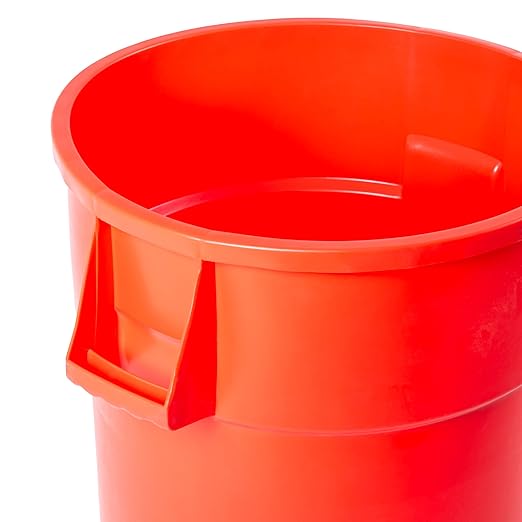 PRO&Family Commercial Round Trash Can, Ingredient Bin, Heavy-Duty Plastic, Anti-Static, Kitchen, Office, Outdoor Use (Red, 44 Gallon)
