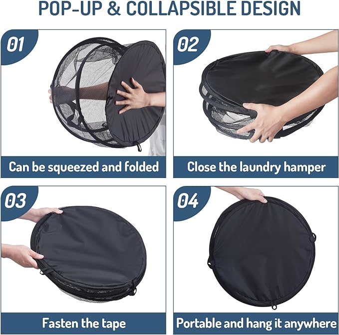 Seiritex Mesh Popup Laundry Hamper 115L Foldable Laundry Basket Extra Large - Image 6