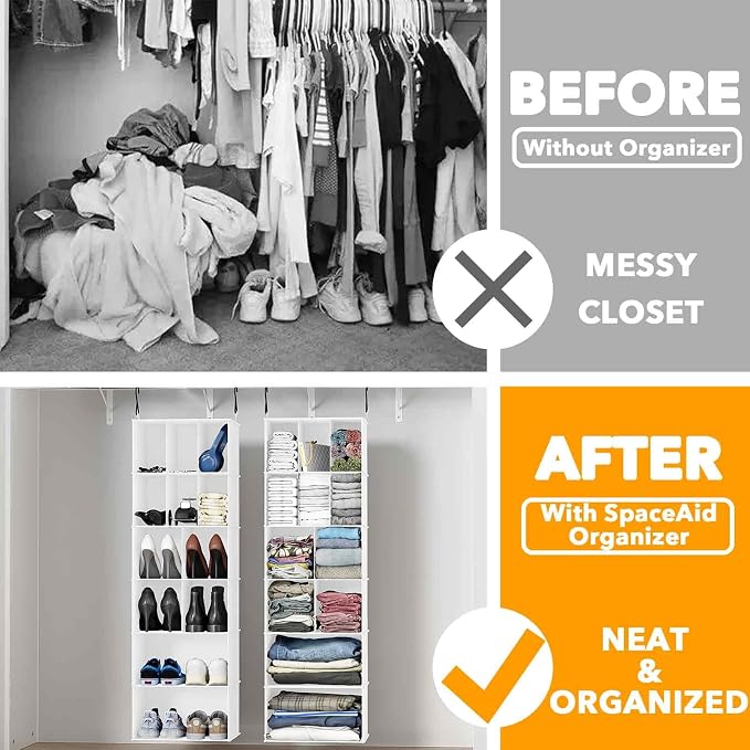 SpaceAid 2 Pack Hanging Closet Organizer and Storage - Image 3