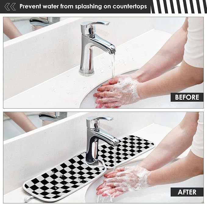 Checkered Black and White Sink Mat - Image 6