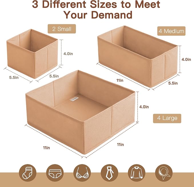 Drawer Organizer Clothes, 10 Pack Dresser Organizer - Image 2