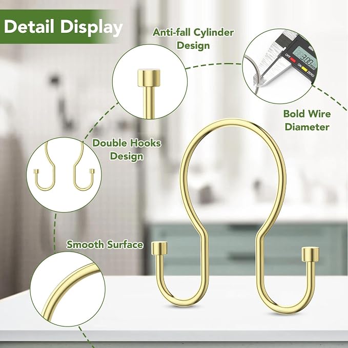 Goowin Shower Curtain Hooks, Simple Shower Curtain Rings, Sturdy Shower Curtain - Image 4