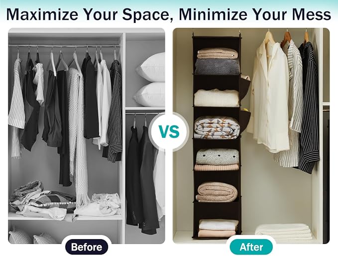 YOUDENOVA Hanging Closet Organizer and Storage, Clothes Organizer - Image 5