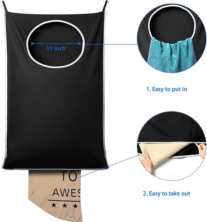 ANSTROUT 2 Pack XL Hanging Laundry Hamper, Extra Large Tear-Resistant Door - Image 5