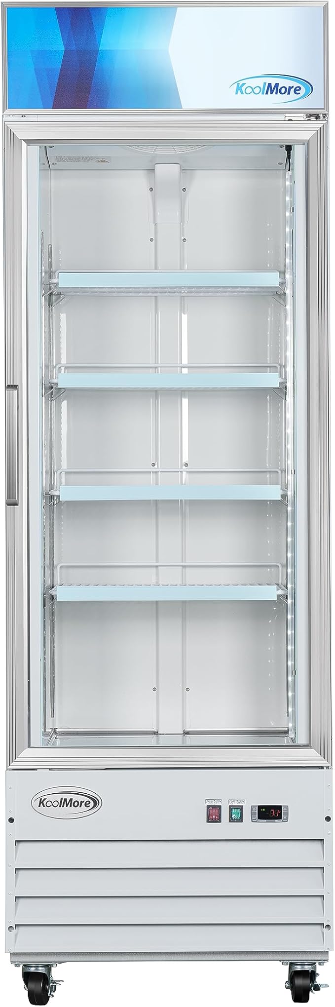 KoolMore 27 in. Commercial One Glass Door Display Upright Freezer Merchandiser in White 13 Cu. Ft. (MDF-1GD-13C-WH)