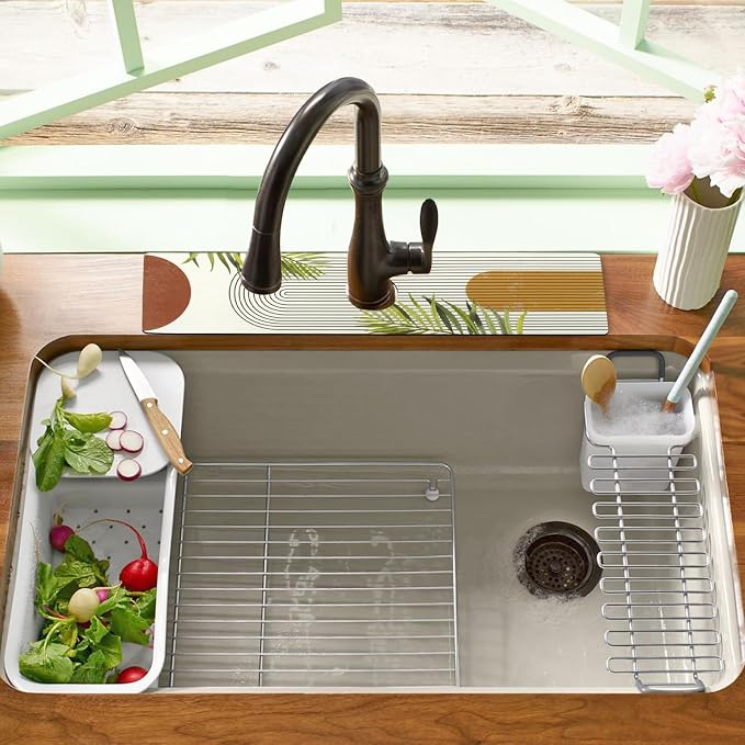 Sink Faucet Absorbing Mat, 2 Pack Drying Mat Around Faucet Sink Splash Guard - Image 6