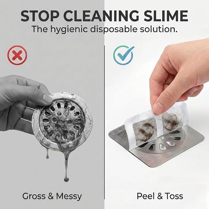 50 Pack Square Disposable Shower Drain Hair Catcher Stickers | Waterproof - Image 2