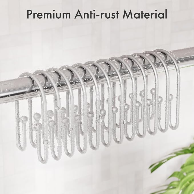 AmazerBath Shower Curtain Hooks, Space Sliver Shower Curtain Rings Rust Proof - Image 4