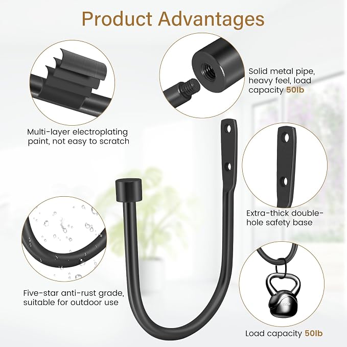 HIKMLK Minimalist Curtain Holdbacks 2pcs, 100% Cast Iron Solid Heavy Duty Metal - Image 3