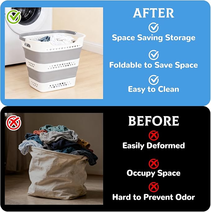2 Pcs Collapsible Laundry Baskets - Image 6