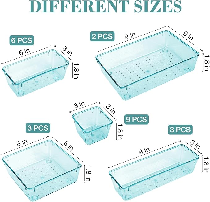 23 PCS Drawer Organizer Set, 5 Size Bathroom and kitchen organizer Trays | - Image 2