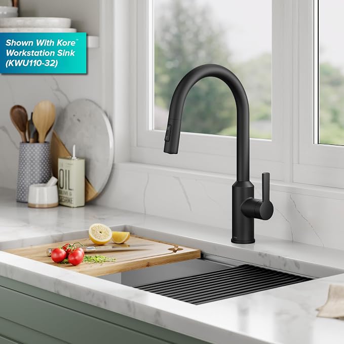 KRAUS Matte Black Touchless Pull Down Kitchen Faucet KSF-2830MB | Motion-sensor - Image 3