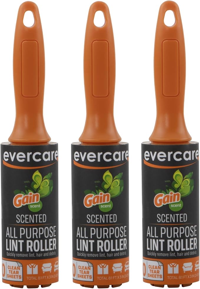 Evercare Pack of 3 Gain Scented All-Purpose Travel Lint Rollers, 90 Sheets Total by Evercare