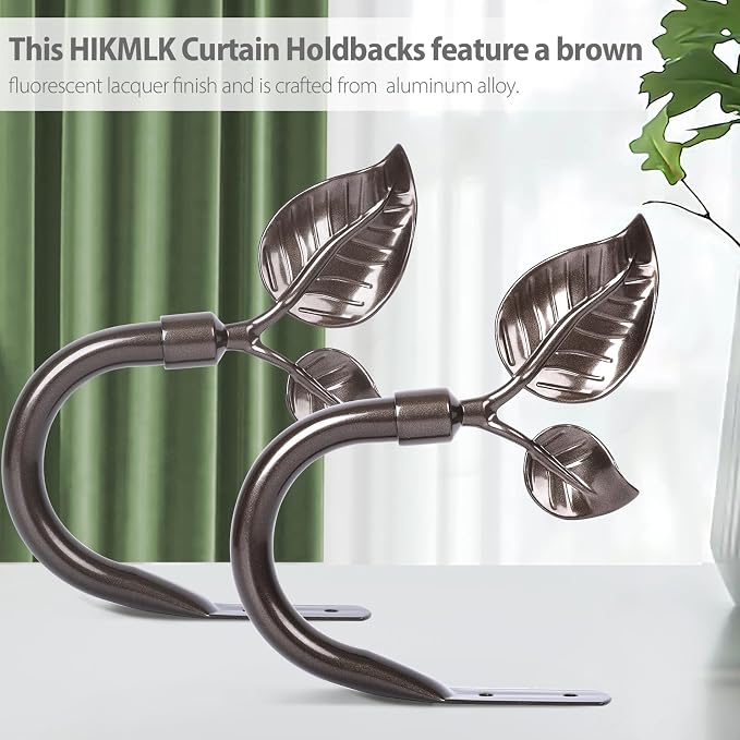 HIKMLK Leaf Shaped Curtain Tieback Holdbacks 2pcs, Handmade Metal Curtain Side - Image 4