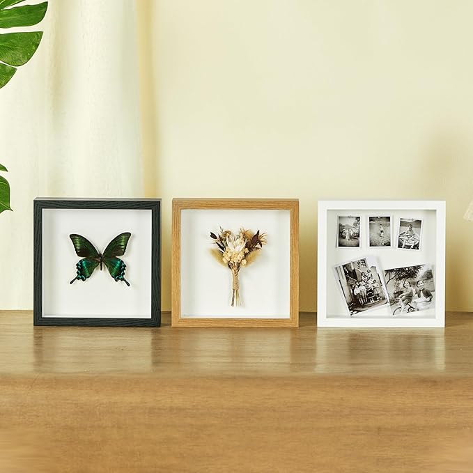 8x8 Shadow Box Display Case Picture Frame with Soft Linen Back,Large Deep White Shadow Box 8x8 for Flowers Medal Display Case Jersey pet Graduation Memorabilia Ltems Crafts Photos