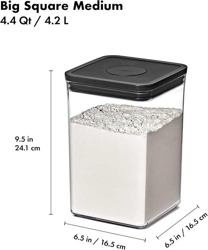 OXO Good Grips POP Container — Big Square Medium — 4.4 Qt /4.2 L — Matte Black - Image 7