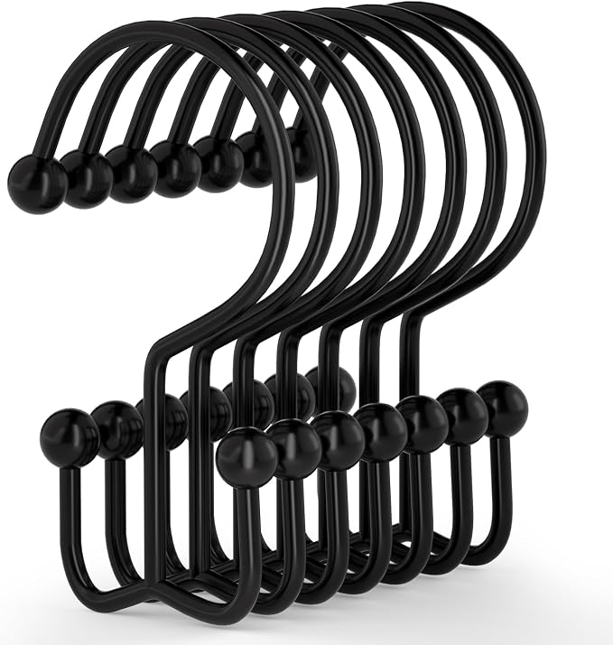 Shower Curtain Hooks, Durable Rust Proof Black Shower Curtain Hooks, Shower by Goowin