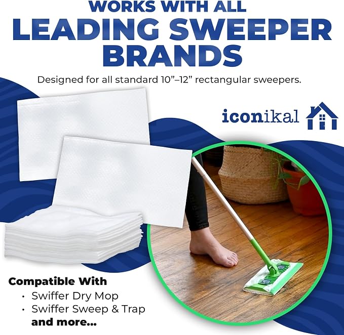 Iconikal Dry Mop Pad Refills 90-Pack Fits Swiffer 11.5x8 - Image 6