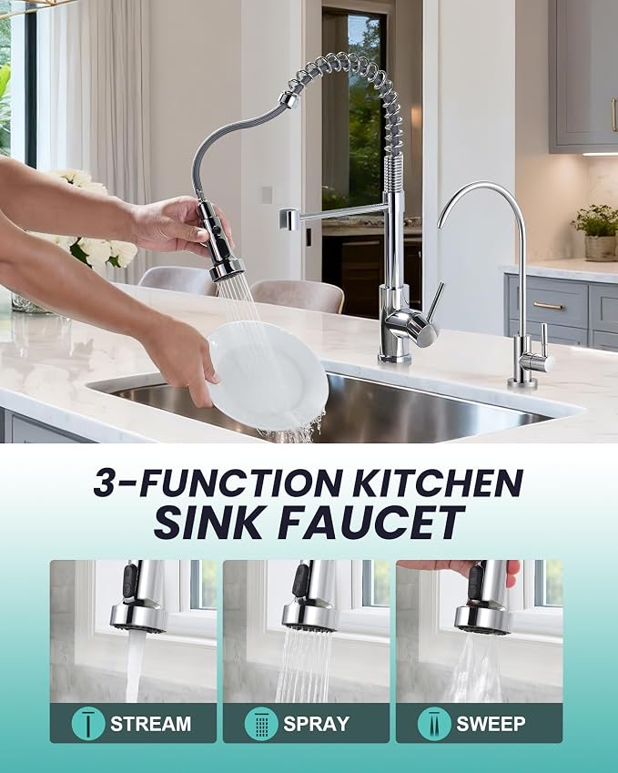 Kitchen Faucet and Water Filter Faucet: Chrome Kitchen Sink Faucet - Image 3