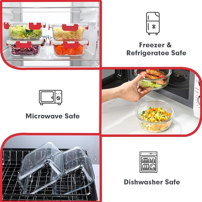 VERONES 30 Pieces Glass Food Storage Containers Set - Image 3