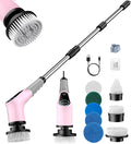 Dovety Electric Spin Scrubber, Extendable Handle, 8 Brush Heads-Pink | by Dovety