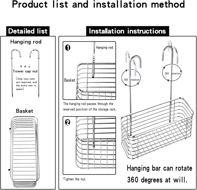 YQh hanging shower rack, bathroom storage rack, shampoo bracket, the back hook - Image 7