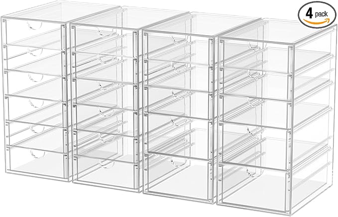 4-Pack 22-Drawer Acrylic Storage & Makeup Organizer by shoeboxesanddeskorganizers