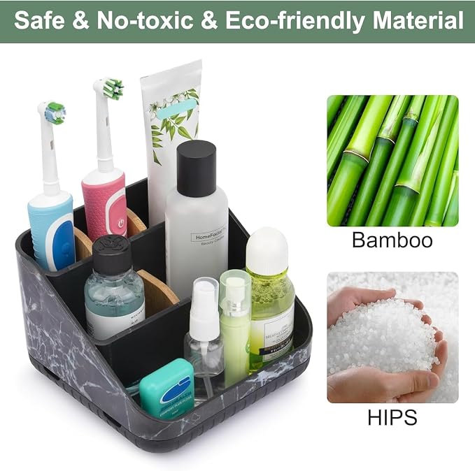 Toothbrush Holder for Bathroom, 6 Slots, Detachable for Easy Clean, Marble | - Image 6